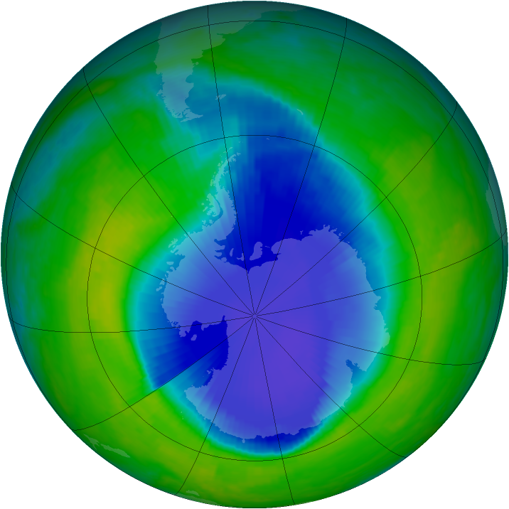 Antarctic ozone map for 22 November 1999